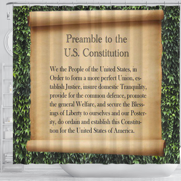Preamble to The Constitution on Ivy Shower Curtain Lawyer Politician Patriot Gift