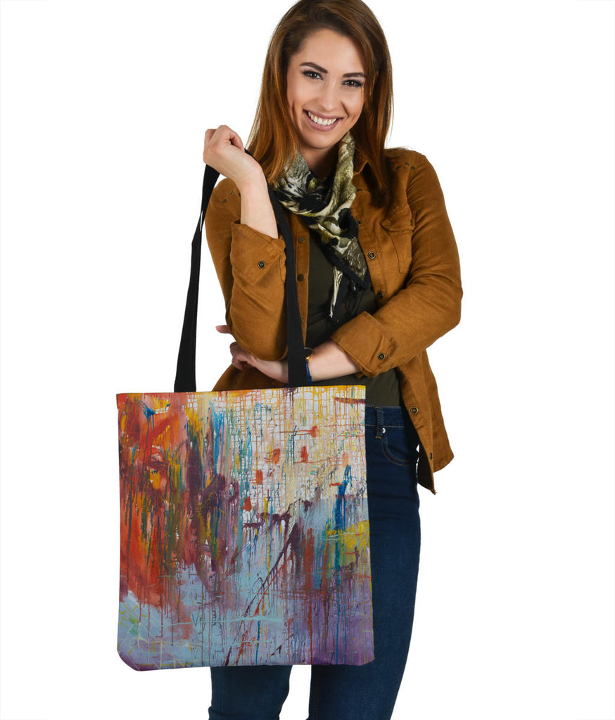 Drizzled Tote Bags from Expressionistic Fine Art Painting