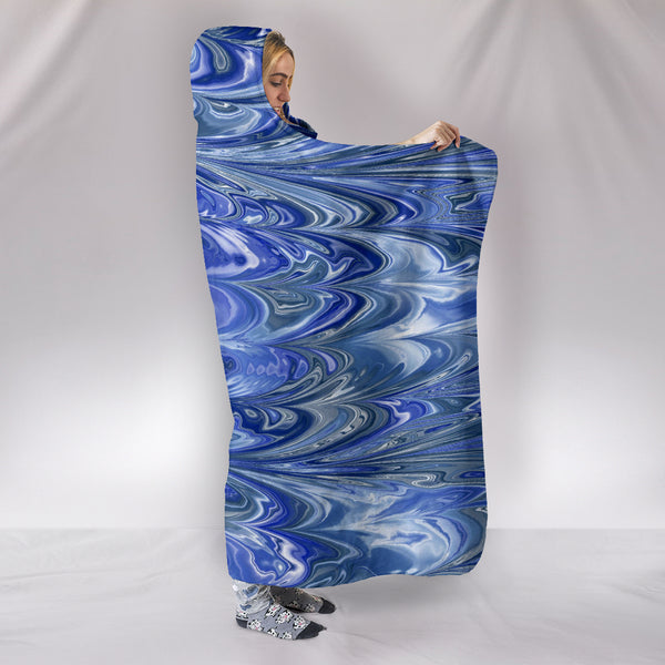 Blue Marble Design Hooded Blanket