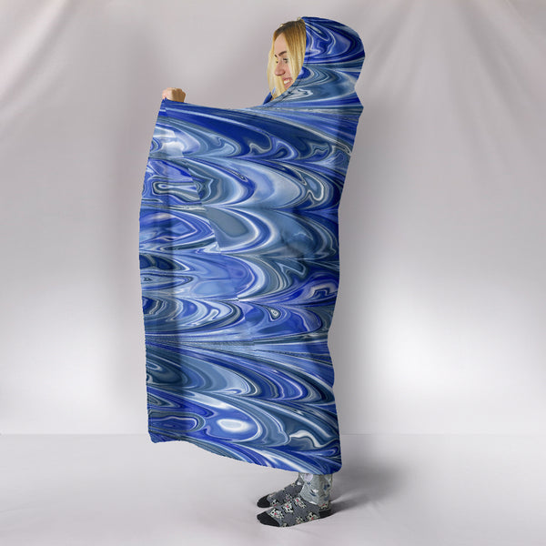 Blue Marble Design Hooded Blanket