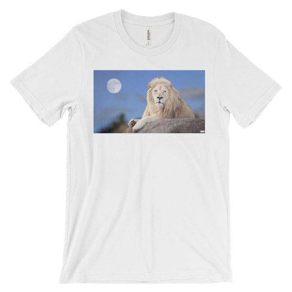 Lion Tee Unisex short sleeve t-shirt Pawprint on back - ModelSupplies