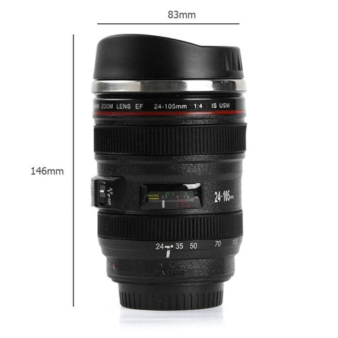 Travel Mugs shaped like Camera Lens Mug with Lid 11.8 oz