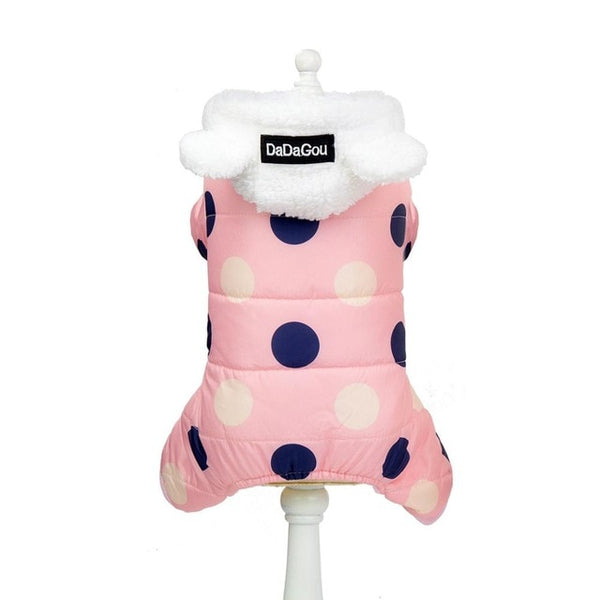 Winter Dog Clothes Hoodie Coat Big Polka Dot Cotton Coat Thicken Winter Warm Clothes for Small Dogs Puppy Sweater Dogs Pets