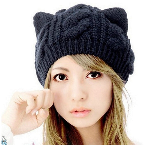 2016 Fashion Lady Girls Winter wool makes hotspot Cat Ear Hat Beanie  Free shipping ModelSupplies - ModelSupplies